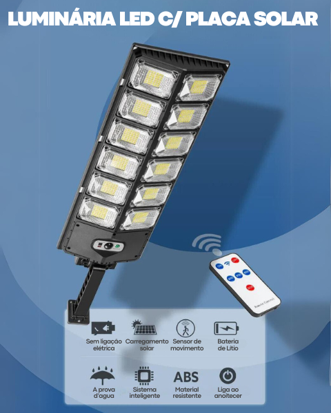 Luminária LED com Placa Solar - Parede ou Poste